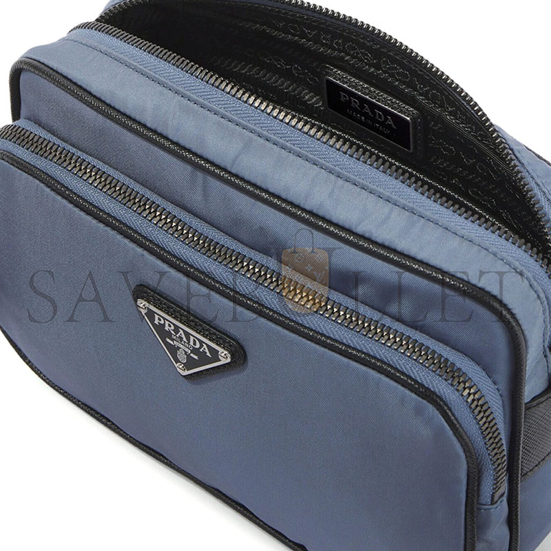 PRADA RE-NYLON LEATHER-TRIMMED SHOULDER BAG 2VH170 (20*13.5*7cm)